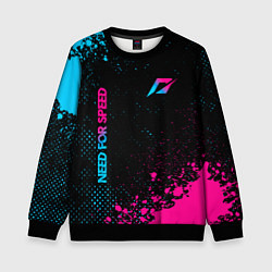 Свитшот детский Need for Speed - neon gradient: надпись, символ, цвет: 3D-черный