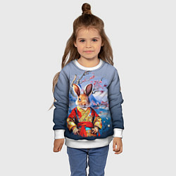 Свитшот детский Кролик в китайском халате, цвет: 3D-белый — фото 2