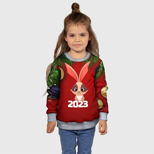 Детский свитшот Кролик 2023 / 3D-Меланж – фото 4