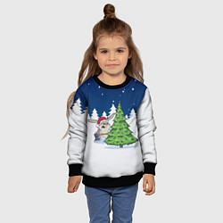 Свитшот детский Злой кролик и ёлка - 2023, цвет: 3D-черный — фото 2