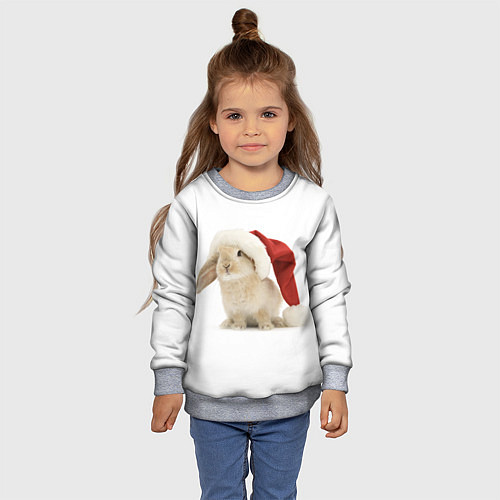 Детский свитшот Новогодний кролик - 2023 / 3D-Меланж – фото 4