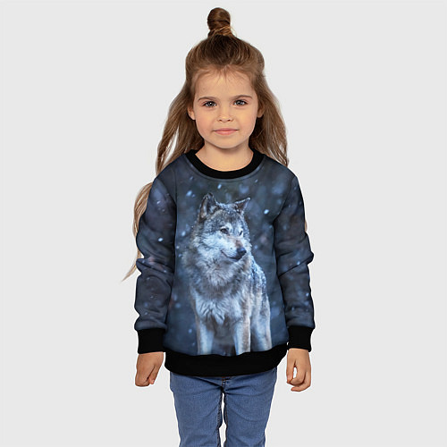 Детский свитшот Лесной волк / 3D-Черный – фото 4