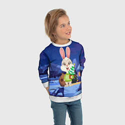 Свитшот детский Зайчик с елочкой и подарками, цвет: 3D-белый — фото 2