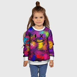 Свитшот детский Смайлик с брызгами краски, цвет: 3D-белый — фото 2