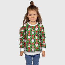 Свитшот детский Новогодние гномы - паттерн, цвет: 3D-белый — фото 2