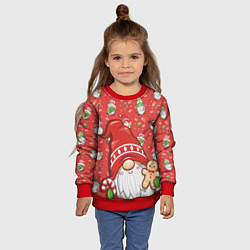 Свитшот детский Новогодний гном с пряником, цвет: 3D-красный — фото 2