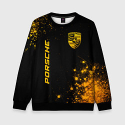 Детский свитшот Porsche - gold gradient: надпись, символ