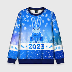 Свитшот детский Геометрический кролик 2023, цвет: 3D-синий