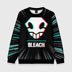 Свитшот детский Символ Bleach в стиле glitch на темном фоне, цвет: 3D-черный