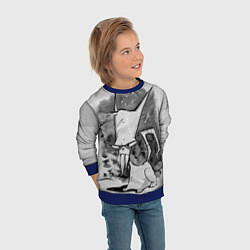 Свитшот детский Кот зловред - червяк джим, цвет: 3D-синий — фото 2