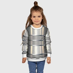 Свитшот детский Металлические полосы - текстура алюминия, цвет: 3D-белый — фото 2