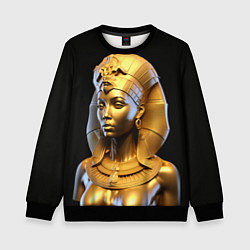 Свитшот детский Нейросеть - золотая египетская богиня, цвет: 3D-черный