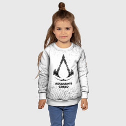 Свитшот детский Assassins Creed с потертостями на светлом фоне, цвет: 3D-белый — фото 2