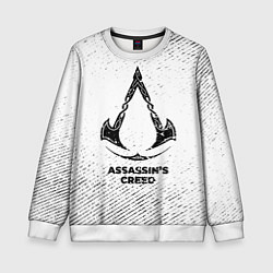 Свитшот детский Assassins Creed с потертостями на светлом фоне, цвет: 3D-белый