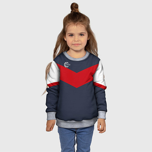 Детский свитшот FIRM темно-синий с красной полосой / 3D-Меланж – фото 4