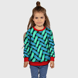 Свитшот детский Сине-зелёная плетёнка - оптическая иллюзия, цвет: 3D-красный — фото 2