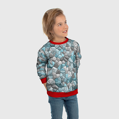 Детский свитшот Мозаика из цветных камней / 3D-Красный – фото 3