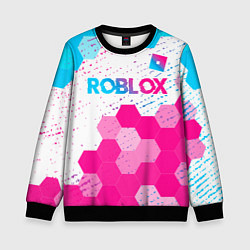 Свитшот детский Roblox neon gradient style: символ сверху, цвет: 3D-черный
