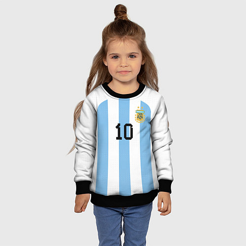 Детский свитшот Месси Аргентина ЧМ 2022 / 3D-Черный – фото 4