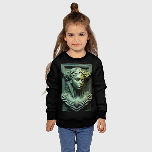 Детский свитшот Нейросеть - барельеф античной девушки / 3D-Черный – фото 4