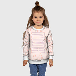 Свитшот детский Поля по-вертикали с розовым фоном, цвет: 3D-белый — фото 2