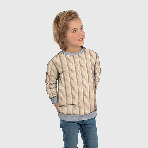 Детский свитшот Светлый вязаный свитер / 3D-Меланж – фото 3