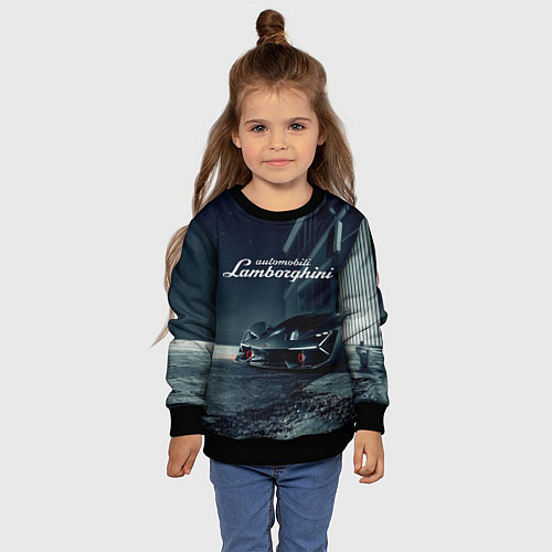 Детский свитшот Lamborghini - power - Italy / 3D-Черный – фото 4
