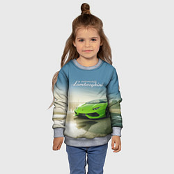 Свитшот детский Ламборджини на берегу океана, цвет: 3D-меланж — фото 2
