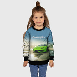 Свитшот детский Ламборджини на берегу океана, цвет: 3D-черный — фото 2