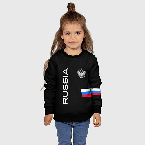 Детский свитшот Россия и три линии на черном фоне / 3D-Черный – фото 4