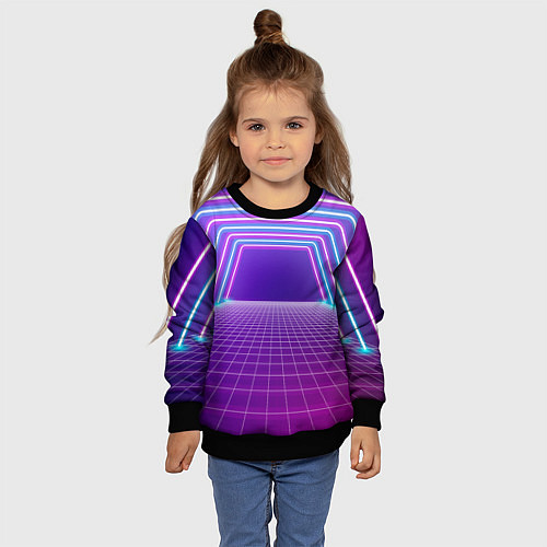 Детский свитшот Вход в неоновый портал / 3D-Черный – фото 4