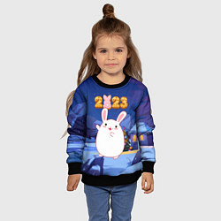 Свитшот детский Круглый кролик 2023, цвет: 3D-черный — фото 2