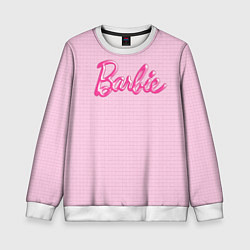 Детский свитшот Барби - логотип на клетчатом фоне