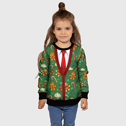 Свитшот детский Новогодний свитер с печеньками, цвет: 3D-черный — фото 2