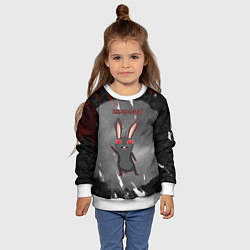 Свитшот детский Чёрный кролик говорит здарова, цвет: 3D-белый — фото 2
