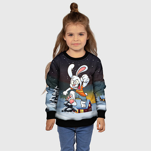 Детский свитшот Счастливый заяц 2023 / 3D-Черный – фото 4