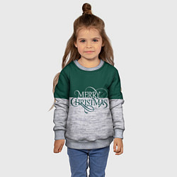 Свитшот детский Merry Christmas зелёный, цвет: 3D-меланж — фото 2