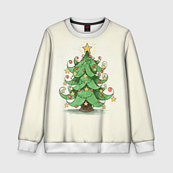 Свитшот детский Новогодняя нарядная елочка, цвет: 3D-белый