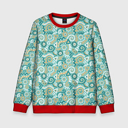 Свитшот детский Узор этнический гранж, цвет: 3D-красный