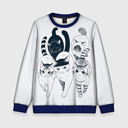 Свитшот детский Любопытные кошки, цвет: 3D-синий