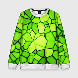 Свитшот детский Неоновые салатовые осколки, цвет: 3D-белый