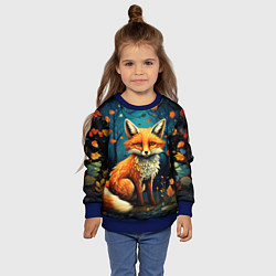 Свитшот детский Лиса в Folk Art стиле, цвет: 3D-синий — фото 2