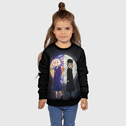 Свитшот детский Энид и Уэнсдэй на фоне окна, цвет: 3D-черный — фото 2