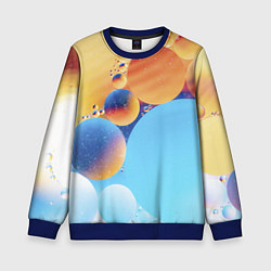 Свитшот детский Абстрактные круги с разными красками, цвет: 3D-синий