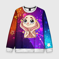 Свитшот детский Сильно восхищенная зайка, цвет: 3D-белый