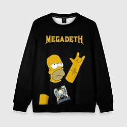 Свитшот детский Megadeth Гомер Симпсон рокер, цвет: 3D-черный
