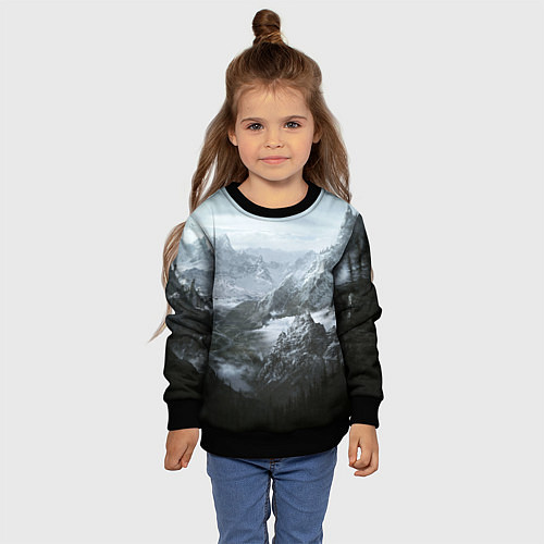 Детский свитшот Природа Скайрима / 3D-Черный – фото 4