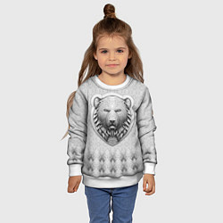 Свитшот детский Медведь чёрно-белый барельеф с этническим орнамент, цвет: 3D-белый — фото 2