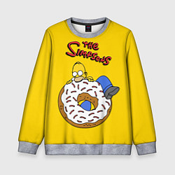 Свитшот детский Гомер Симпсон ест пончик, цвет: 3D-меланж