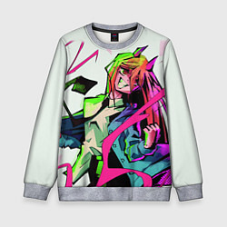 Свитшот детский Человек - бензопила Пауэр неон, цвет: 3D-меланж